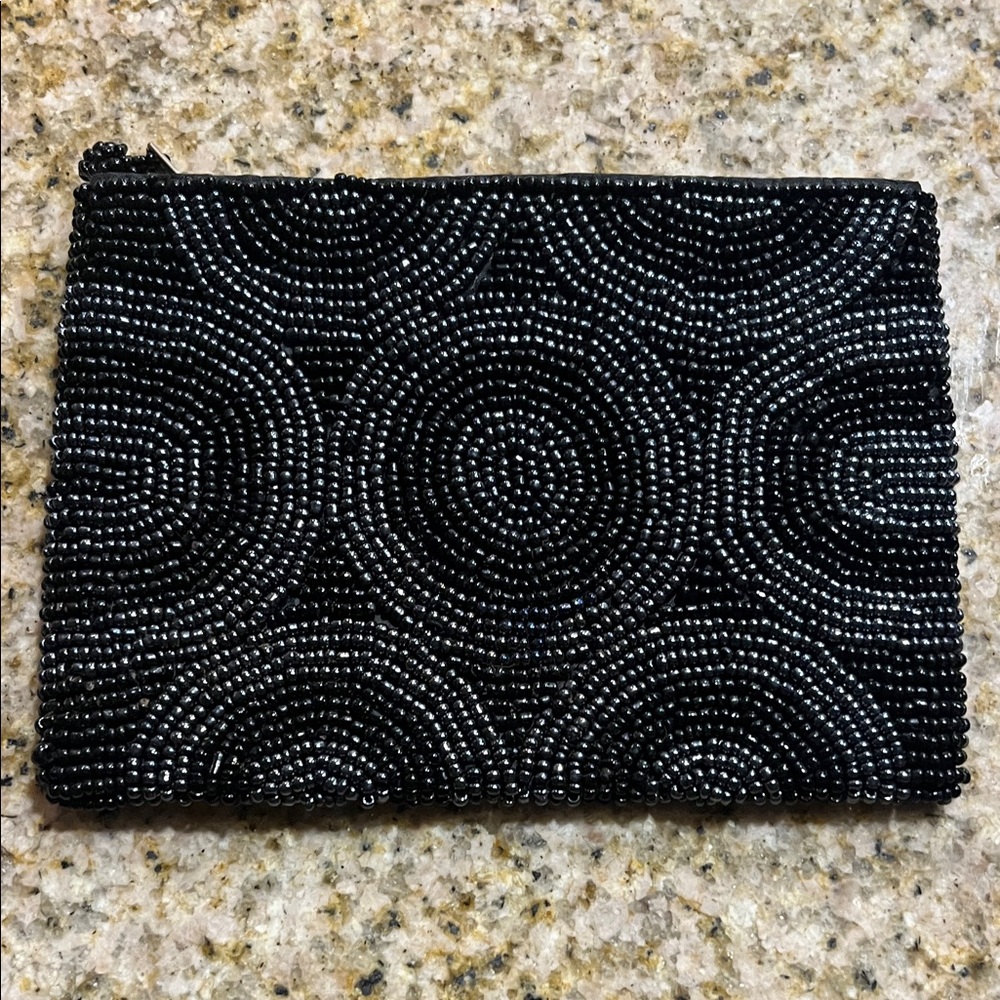Black Beaded Clutch